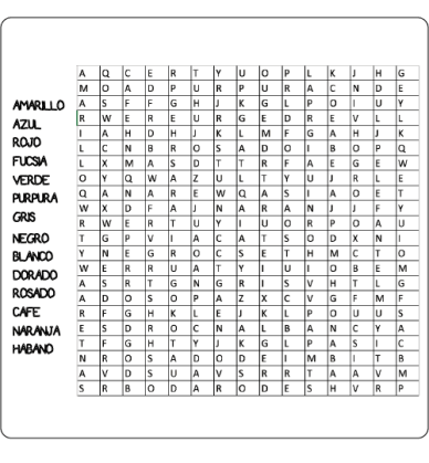 Sopa de letras COLORES