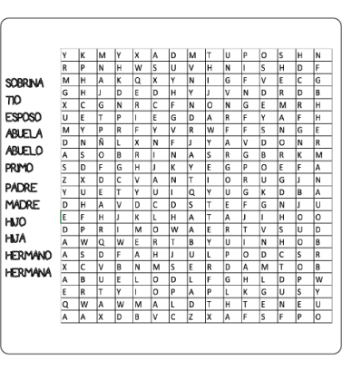 Sopa de letras FAMILIA