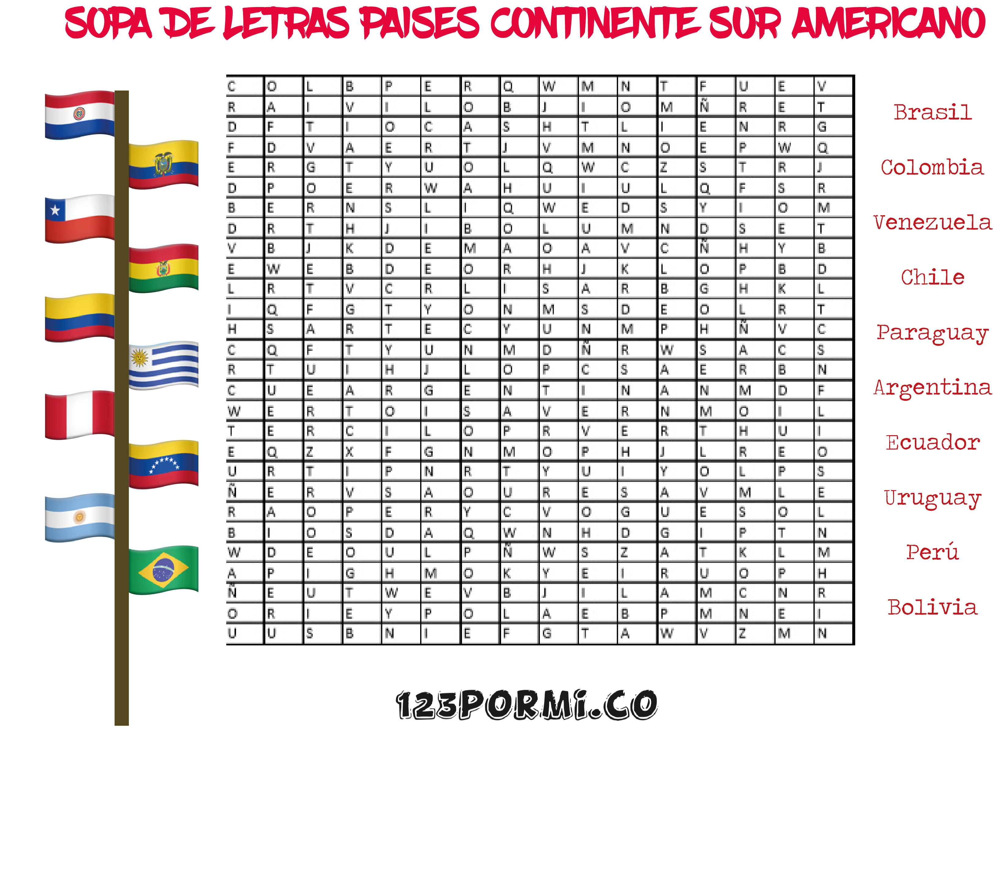 Sopa de letras paises