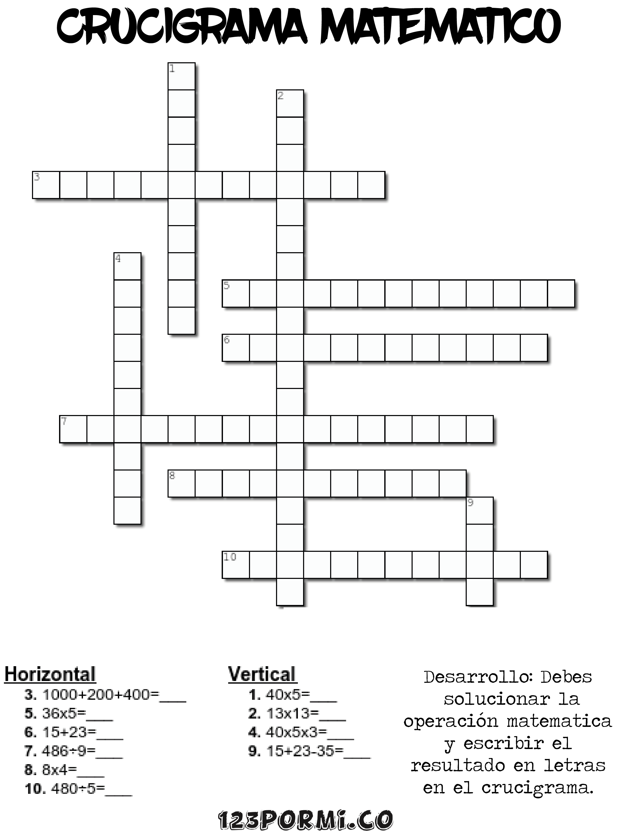 crucigrama mateamtico 1