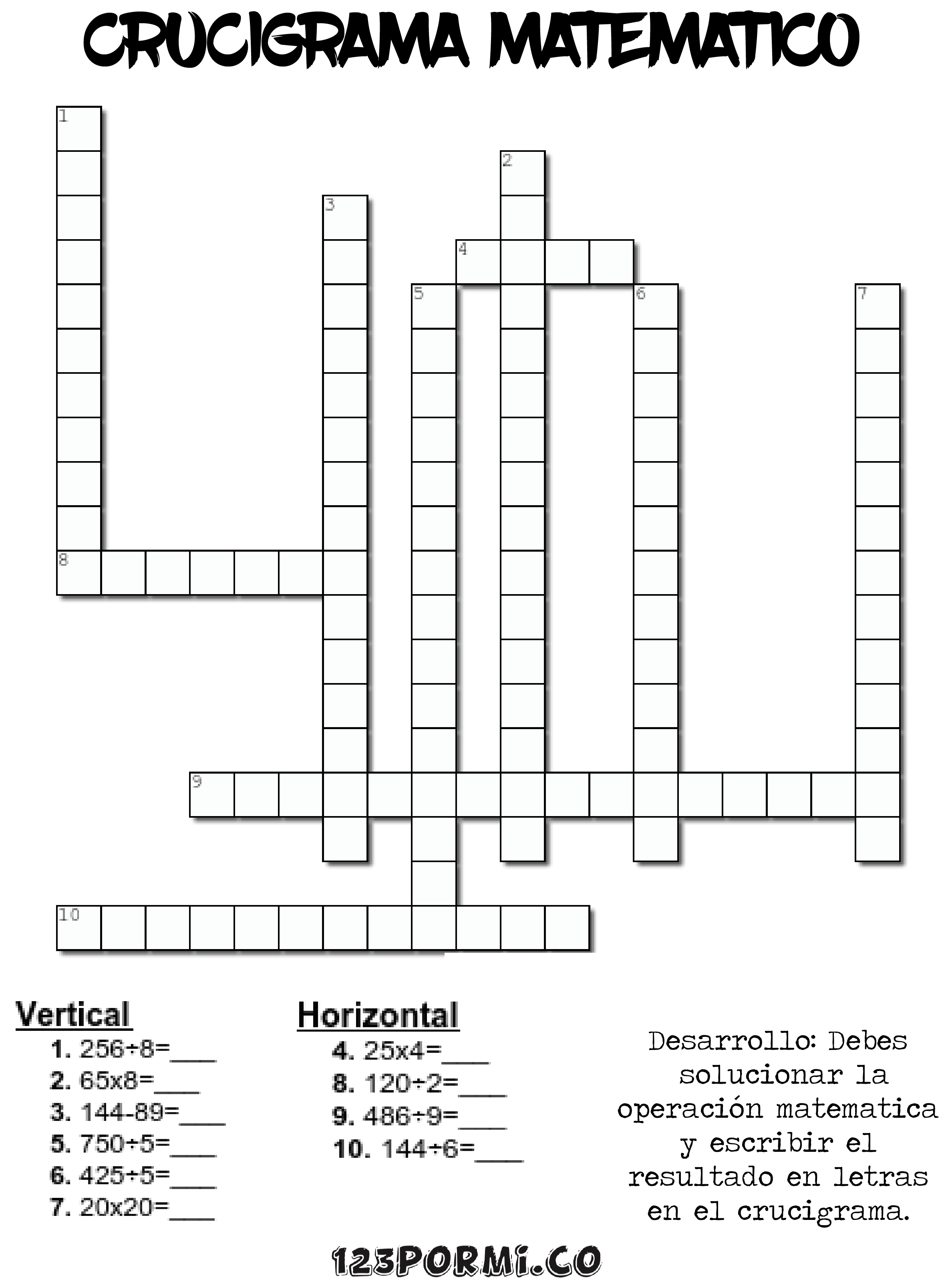 crucigrama mateamtico 2