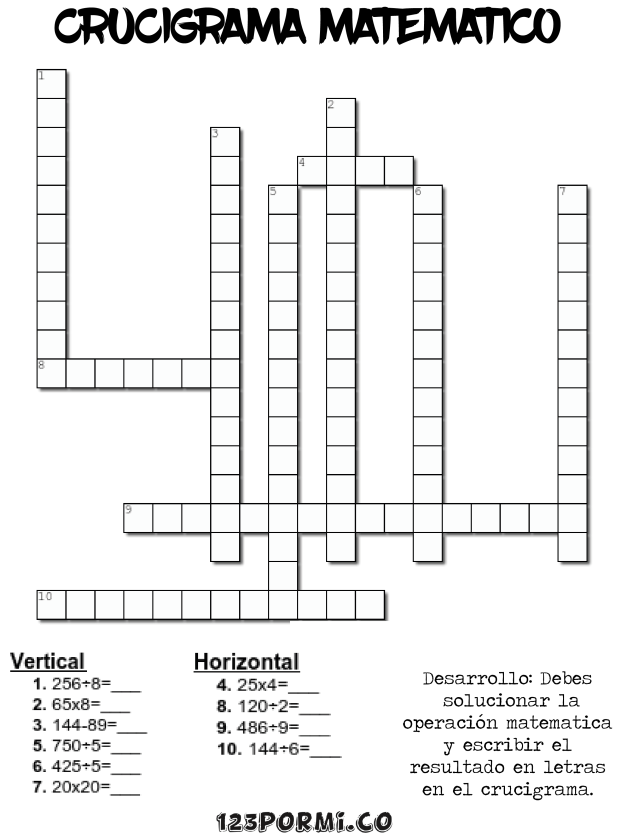 crucigrama mateamtico 2