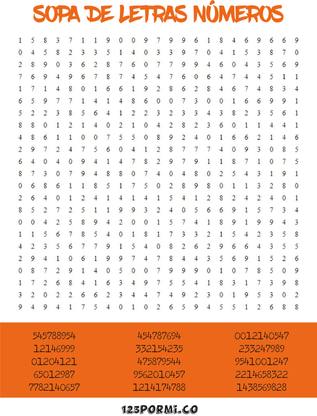 Sopa letra numeros 2