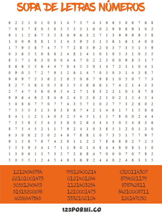 Sopa letra numeros