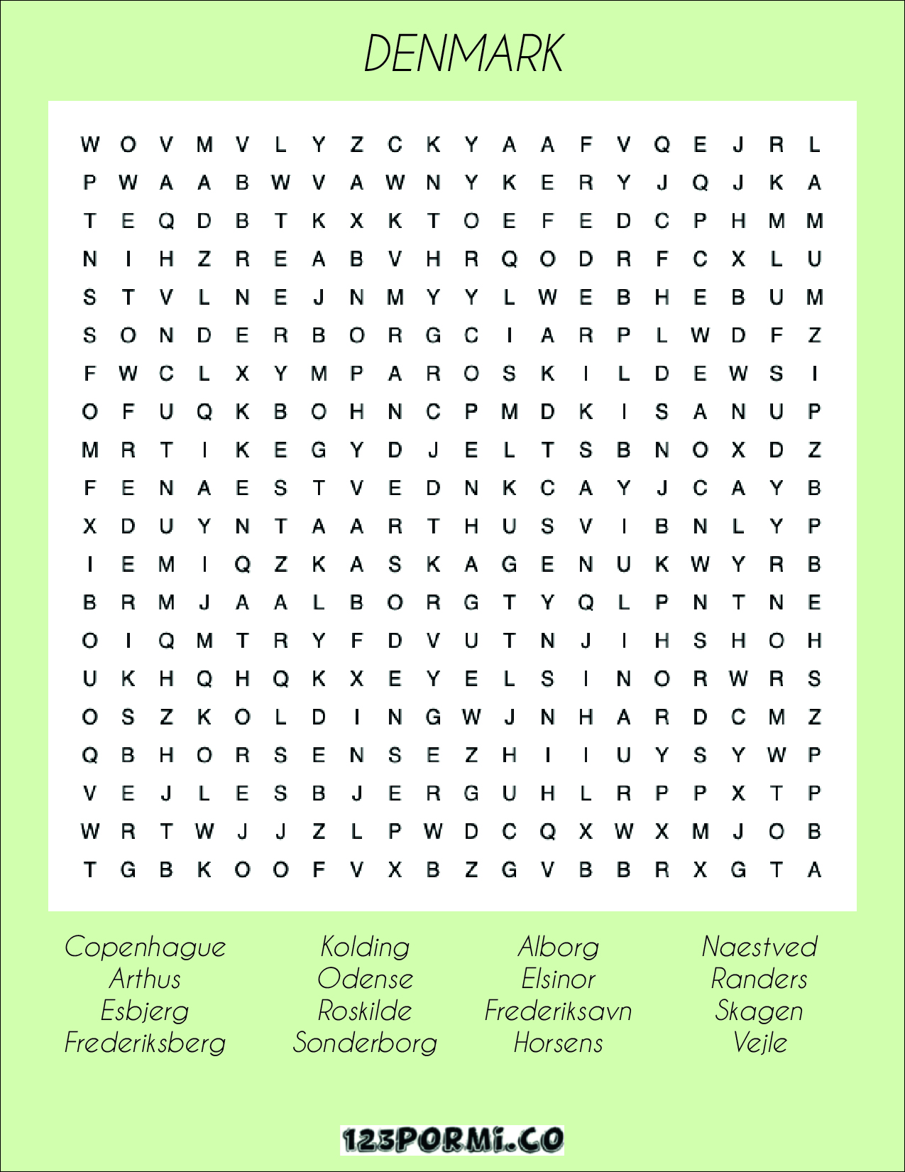 Crossword puzzle Denmark 123 por mi
